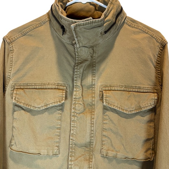 Old Navy Utility Canvas Jacket Small Khaki Hooded Cargo Pockets Military Style - Picture 2 of 9